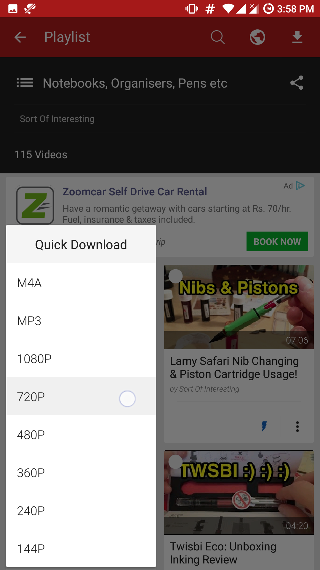 Scarica intere playlist di YouTube su Android per la visualizzazione offline