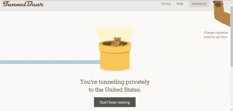 Безкоштовна служба VPN TunnelBear дає змогу переглядати веб-сторінки так, ніби ви перебуваєте в іншій країні
