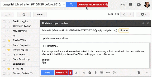 Come personalizzare le e-mail in blocco in Gmail