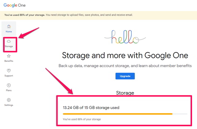 Tietojen poistaminen tallennustilan vapauttamiseksi Google Drivessa